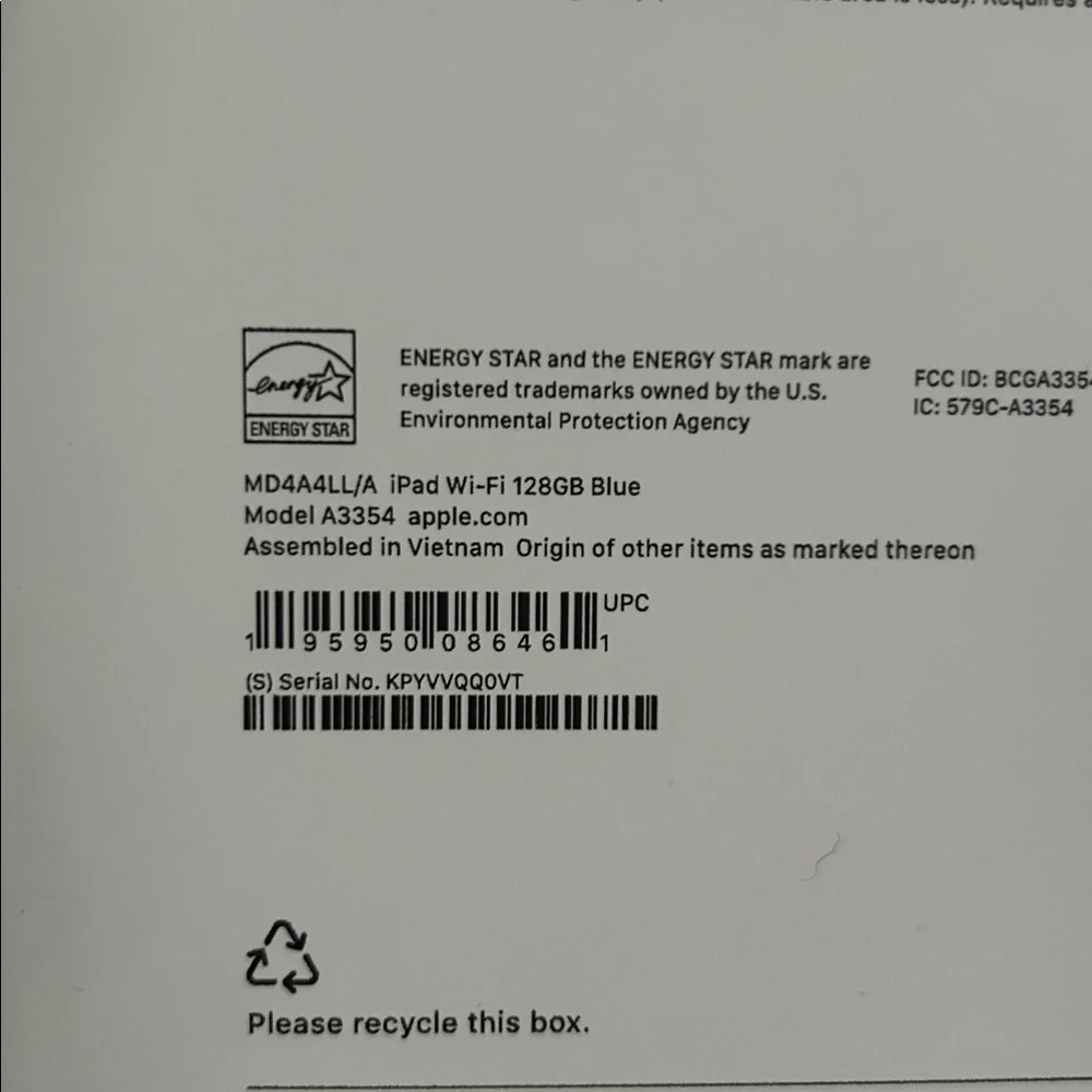 Apple iPad 128 GB A16 Wi-Fi blue factory sealed